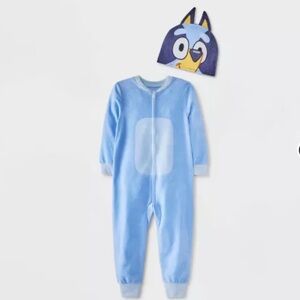 Disney Bluey Toddler/Infant Boys Blanket Sleeper Footed Pajamas W/ Hat NWT